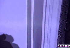 Fit blonde suspended step sis in anal scene