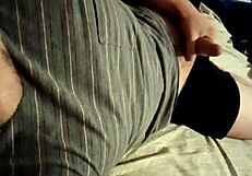 Young guy masturbates monster cock alone at home