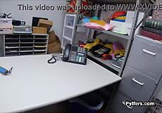 Teen slut steals makeup and gives blowjob to officer in office