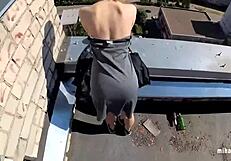 Russian Bitch Fucked On Roof