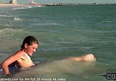 Pretty florida teen enjoys posing outdoors at the beach