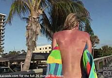 Pretty florida teen enjoys posing outdoors at the beach