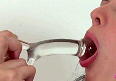cock craving coed marlene dildo drills her clit to orgasm