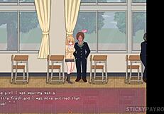 New transfer student in hentai game cheats on boyfriend, then with teacher.