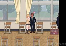 New transfer student in hentai game cheats on boyfriend, then with teacher.