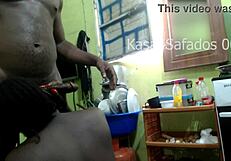 detailed blowjob on big cock in kitchen with big ass