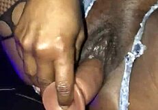 You won't believe how Kissesxxx squirts all over that huge dildo right in public!