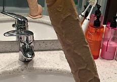 Long dildo dominates with intense pleasure