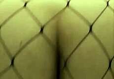 Chubby BBW rides dildo in fishnets