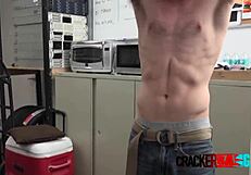 Teen Jock On Director's Desk Takes Big Black Cock Rimjob