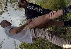 Cheerleader fucks on the street and swallows semen