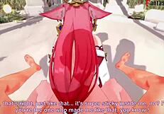 yae miko gets wild with ahegao face in this 3d anime fantasy.