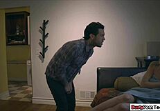 Boss uses oral sex and rough fuck to lure petite housesitter