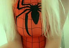 Riding my big dildo with shaved pussy