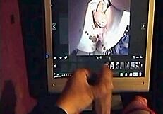 A bisexual cross dresser rubs one out to a picture of a man’s arse and comes on the picture 