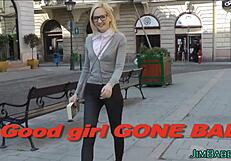 Teen Cumsprayed by Geezer in Stockings