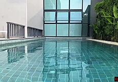 Woman in shiny pantyhose picks up stranger