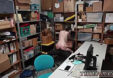 teenage ebony girl masturbates and squirts, then gets punished by police in garage