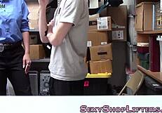 Blonde mall cop with big tits gets caught in action