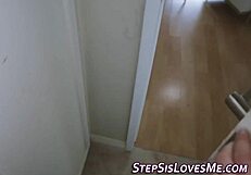 Teen gives pov blowjob handjob