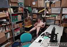 teenage ebony girl masturbates and squirts, then gets punished by police in garage