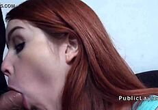 Bold Spanish Redhead Flashes Tits Publicly