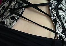 Blindfolded Big Teen Laura in Fishnets and Corset Gets Body Worshipped