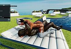 Blonde Muscular Bodybuilder With Big Tits Deepthroats Handsome Black Bull's Monster Cock For Creampie In Addicted To BBC 7