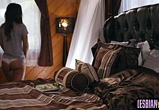 Beautiful babe lesbian friend licks girlfriend's pussy in queening position