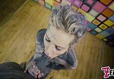 Hardcore POV sex with a tattooed girl – Man inserts his cock into her ass then the girl climaxes and he ejacs on her pussy