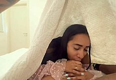 Curvy latina stepsister chats with her stepbrother