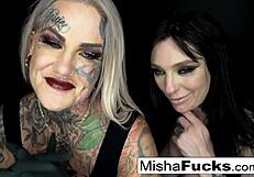 Evilyn ink asks, 'Want to see me destroy misha in this lesbian fuck?'