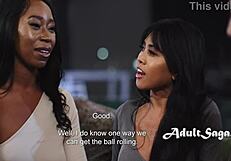 Discussing throuple lifestyle lesbian relationship involving interracial couples in snowy settings