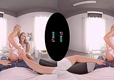 Blonde lola myluv bends over for doggystyle threesome!