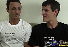 Two young men who share common sexual preference of the opposite sex perform oral sex on each other