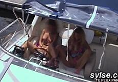 Anal Amateur Lesbians Engage In Strapon Play At Public Marina Outdoors