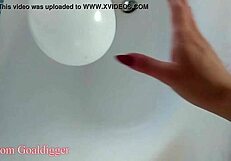 Balloons In The Bathroom Mesmerize With Stockings And Legs