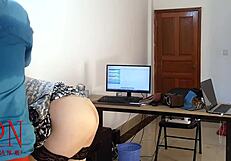 Cheap and cheerful amateur office workers get on the germs tempted by curvy cleaner and secretary