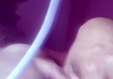 Asian milf fingers pussy with banana creampie