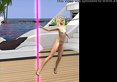 สาวบลอนด์ฉีกเสื้อผ้าที่ปาร์ตี้ยอชต์คลับ