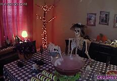 Step Sister Swallows For Daddy Fun!