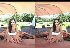 Cayla Lyons and Alex Black Boldly Fuck Outdoors in VR Threesome