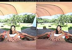 Cayla Lyons and Alex Black Boldly Fuck Outdoors in VR Threesome