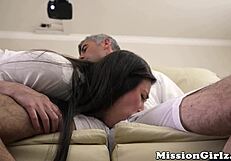 Nervous Mormon teen melts under hard pounding