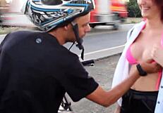 A carona with big tits and voyeur creampie