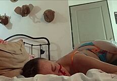 French amateur in satin lingerie gives blowjob and ass licking with dirty talk