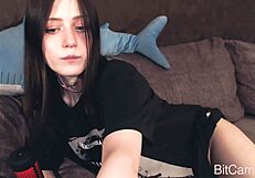 teen webcam girl toys herself with dildo in solo masturbation session