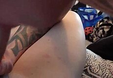 Two tattooed twinks passionately fuck on the bed with big cocks.