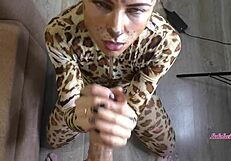 cute teen sucks husbands huge cock in pov