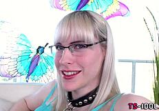 Blonde Tgirl Gets Ass Rimmed